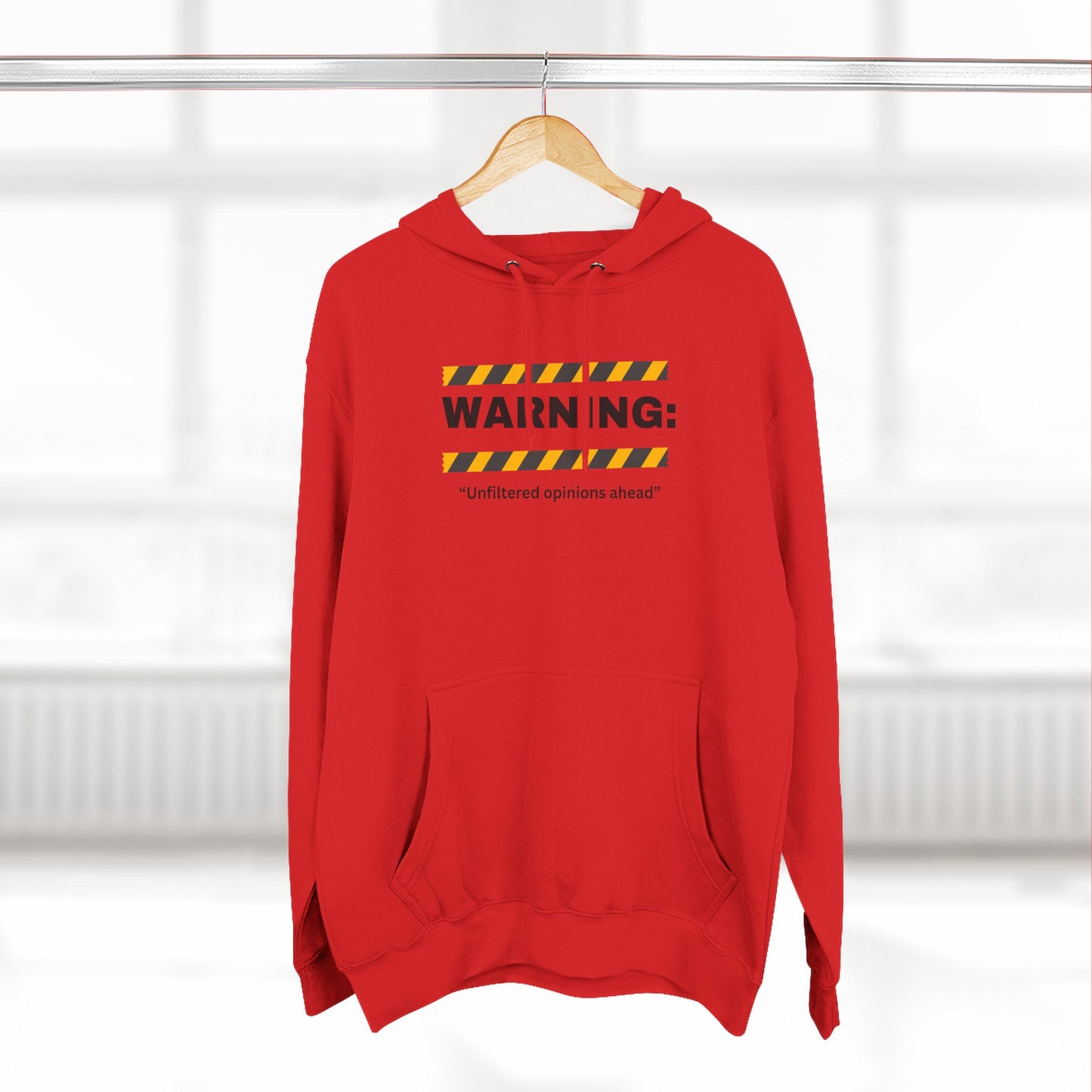 Warning: Unfiltered Opinions Ahead Hoodie | Humor, Caution Tape Design