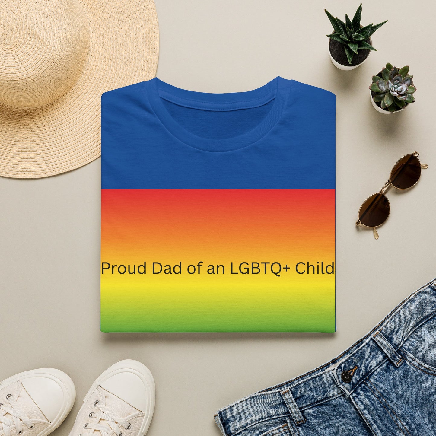 Proud Dad of an LGBTQ+ Child T-Shirt | Rainbow Pride Tee