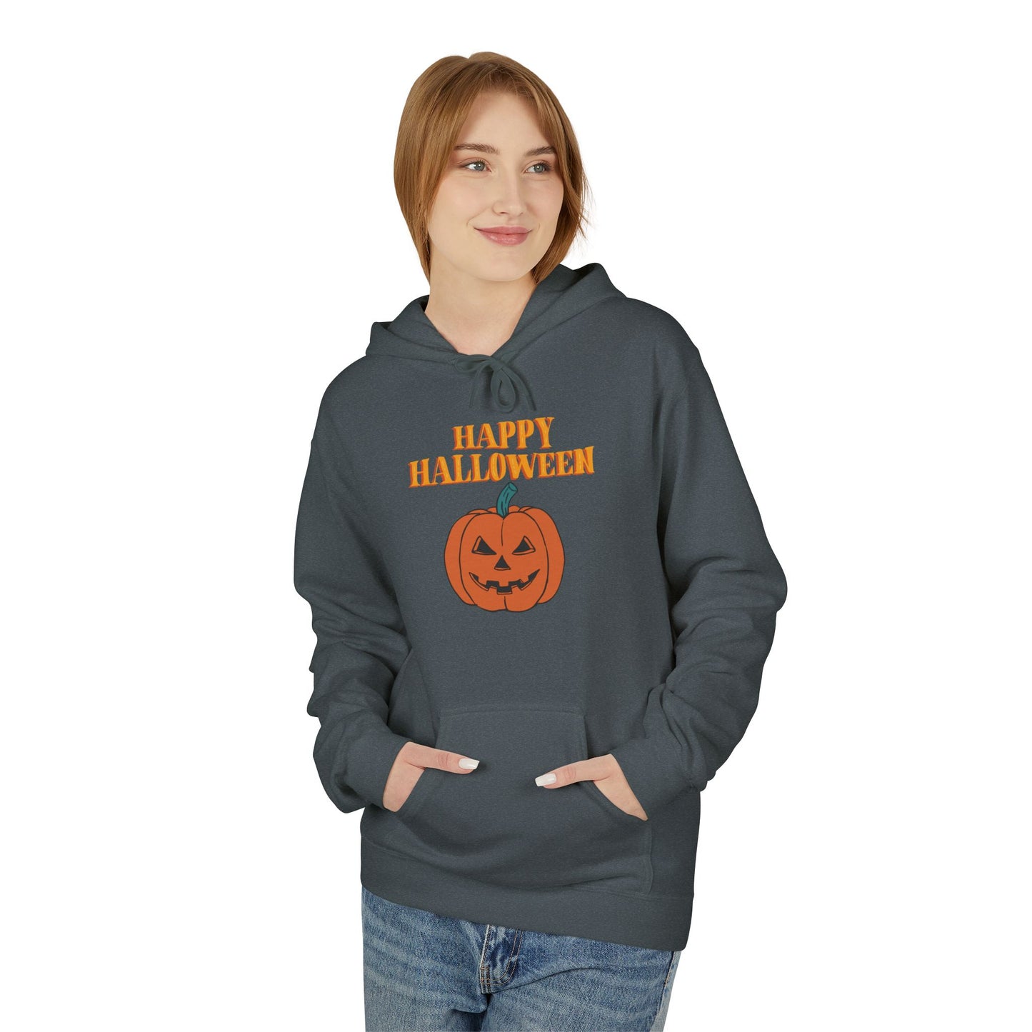 Halloween Pumpkin Hoodie, Unisex Fleece Pullover for Fall, Spooky Season Sweatshirt, October Celebration Gear, Trick or Treat Apparel