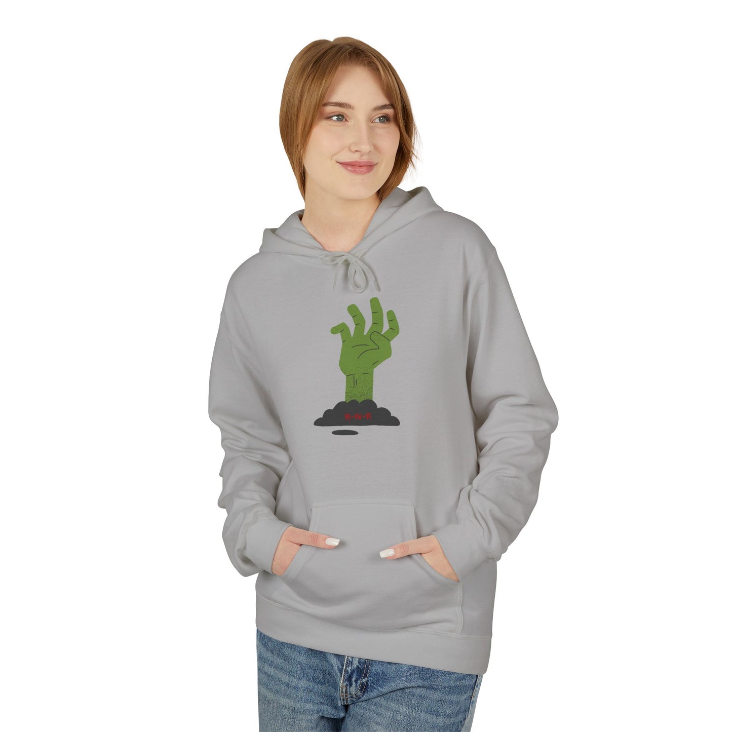 Zombie Hand Graphic Hoodie, Unisex Fleece Sweatshirt, Halloween Apparel, Cozy Hoodie, Unique Gift for Nerds
