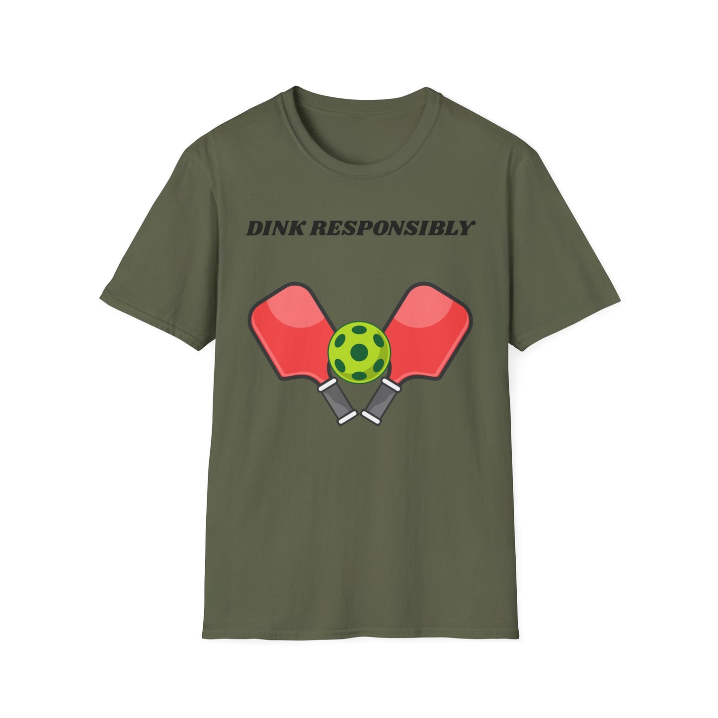 Dink Responsibly pickleball paddles and ball T-Shirt | Pickleball graphic tee