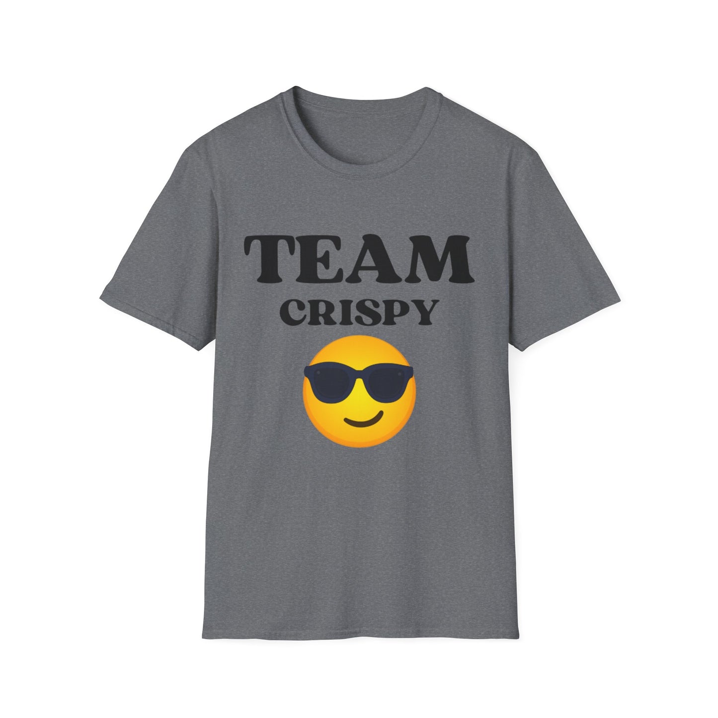 Retro Team Crispy T-Shirt, Fun Unisex Tee for Friends, Casual Summer Shirt, Gift for Team Spirit, Emoji Graphics