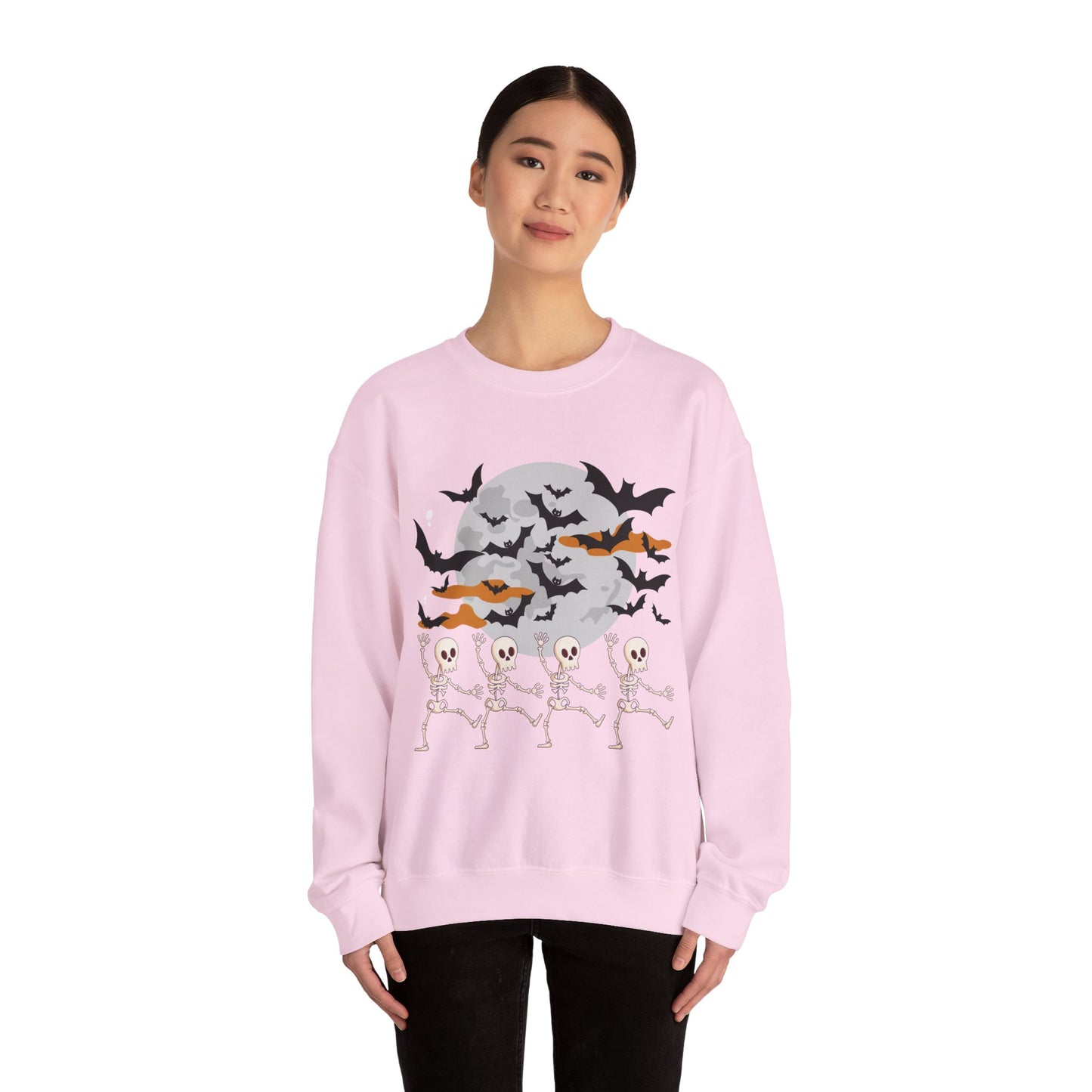 Spooky Skeleton Halloween Sweatshirt, Cozy Crewneck Pullover, Unisex Halloween Apparel, Fall Fashion, Perfect for Pumpkin Patches