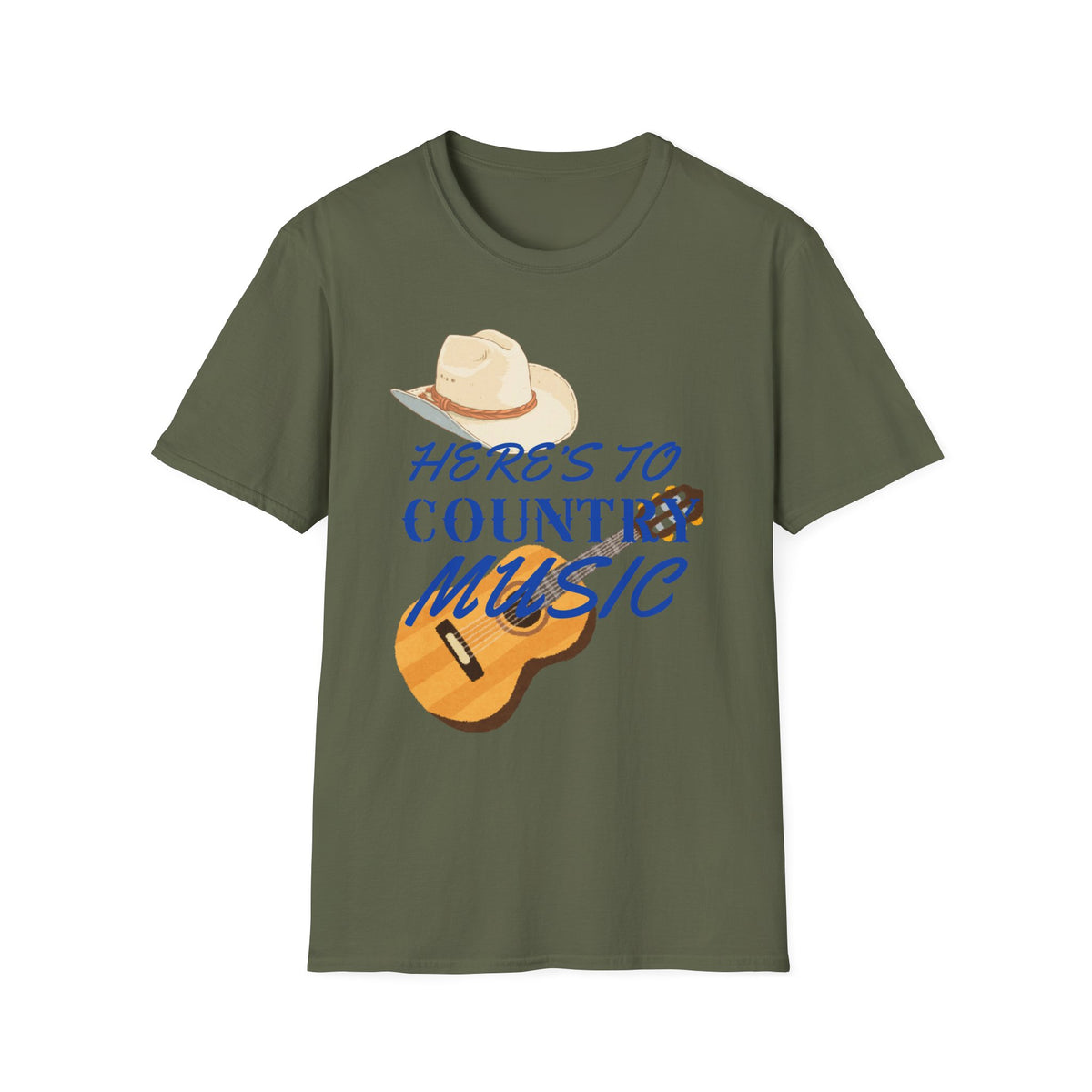 Heres to Country Music TShirt  Cowboy Hat & Guitar Design