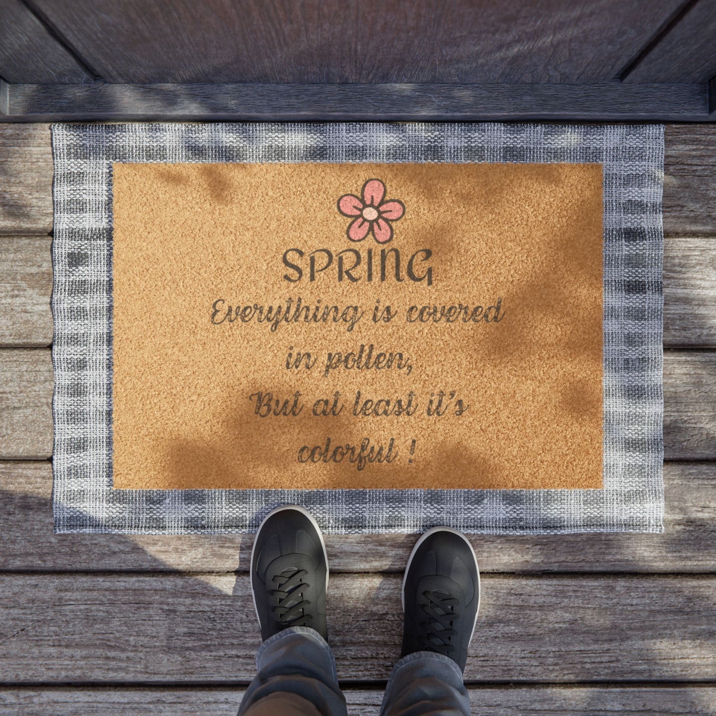 Spring Doormat - Brighten Your Entryway, Cute Home Decor, Seasonal Welcome Mat, Gift for Garden Lovers, Pollen Quote Decor