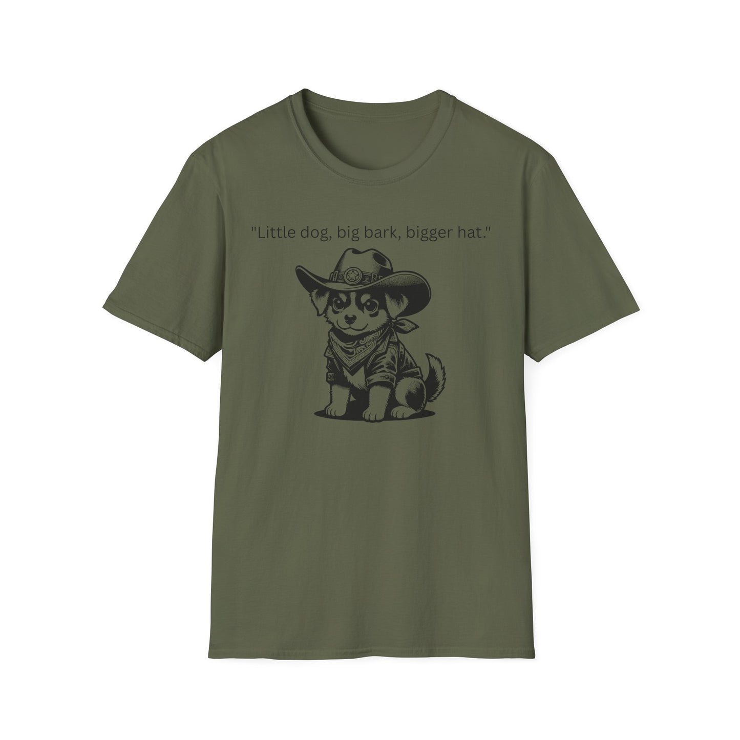 Little Dog Big Bark Unisex T-Shirt, Funny Dog Shirt, Pet Lover Gift, Cowboy Dog Tee, Cute Graphic Tee