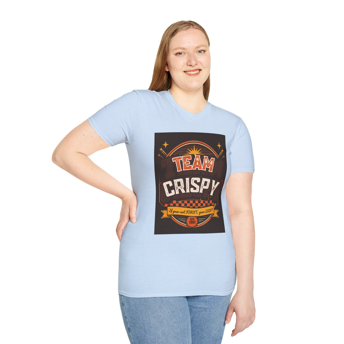 Team Crispy T-Shirt | Retro Badge Snack Lover Tee