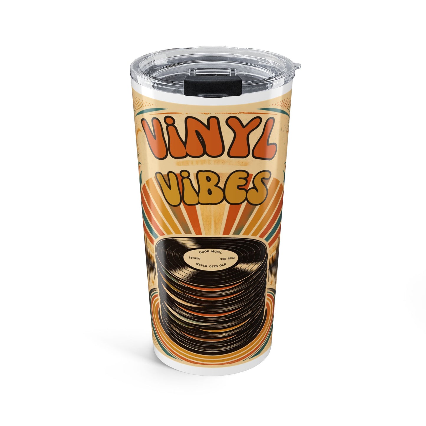 Vinyl Vibes record stack Tumbler | Retro 70s music design