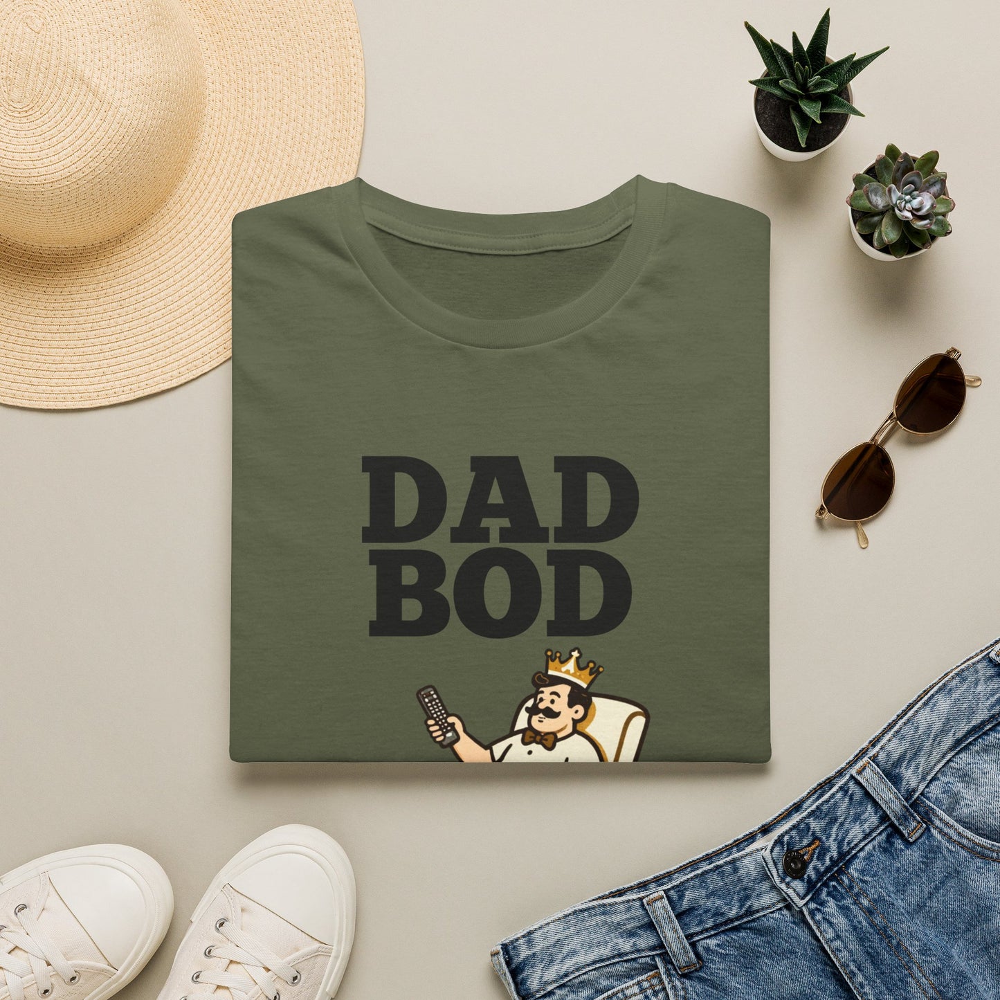 Dad Bod King illustration T-Shirt | Father Figure typography tee