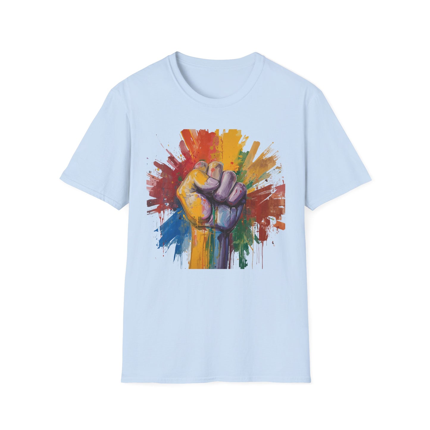 Rainbow Fist Protest Artwork T-Shirt | Pride Solidarity Graphic Tee