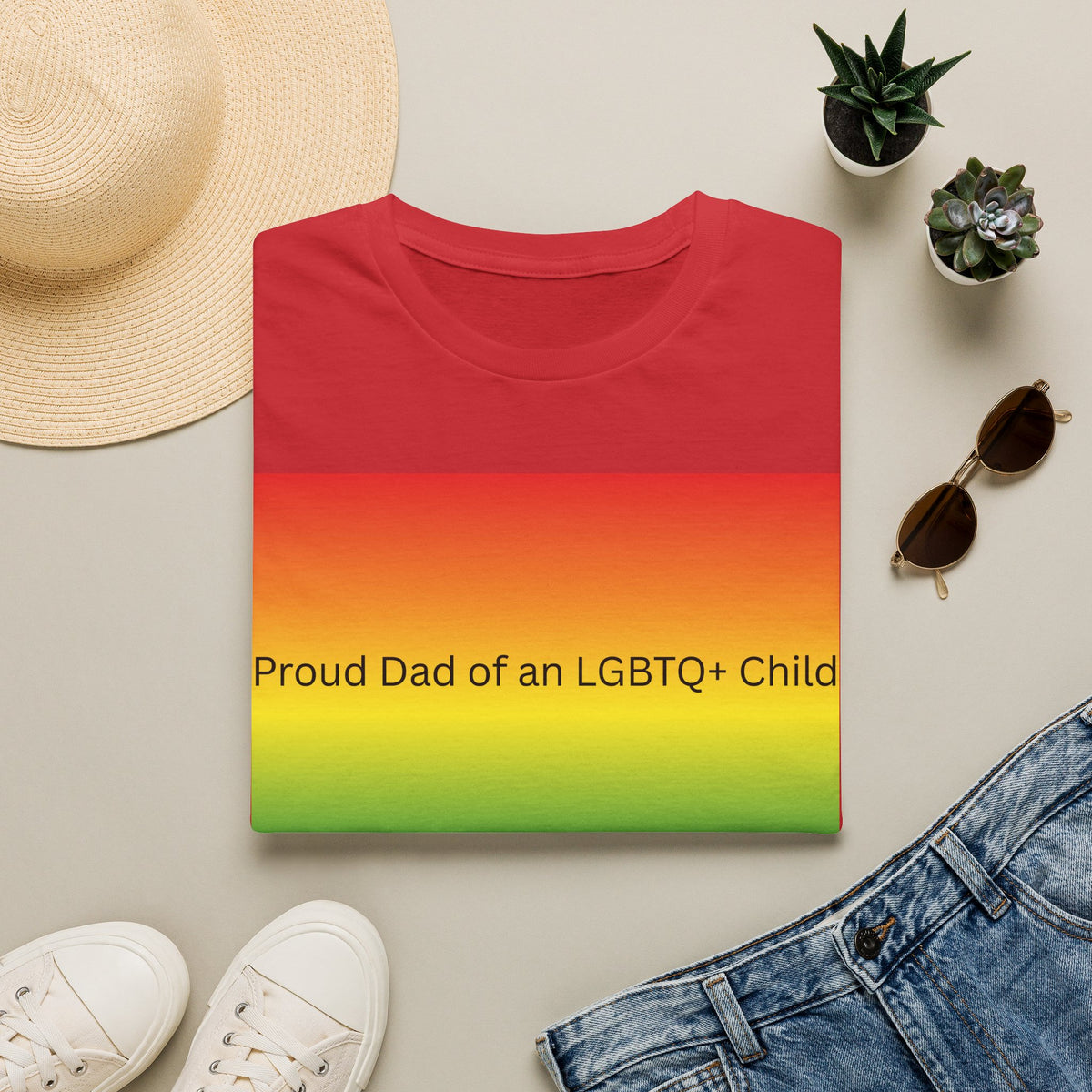 Proud Dad of an LGBTQ+ Child T-Shirt | Rainbow Pride Tee