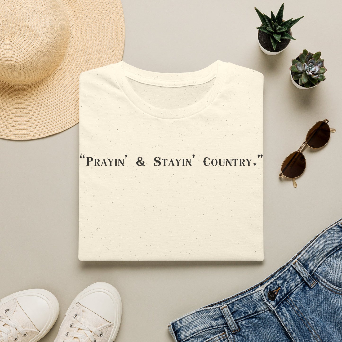 Prayin' & Stayin' Country T Shirt | Country Faith Typography Tee