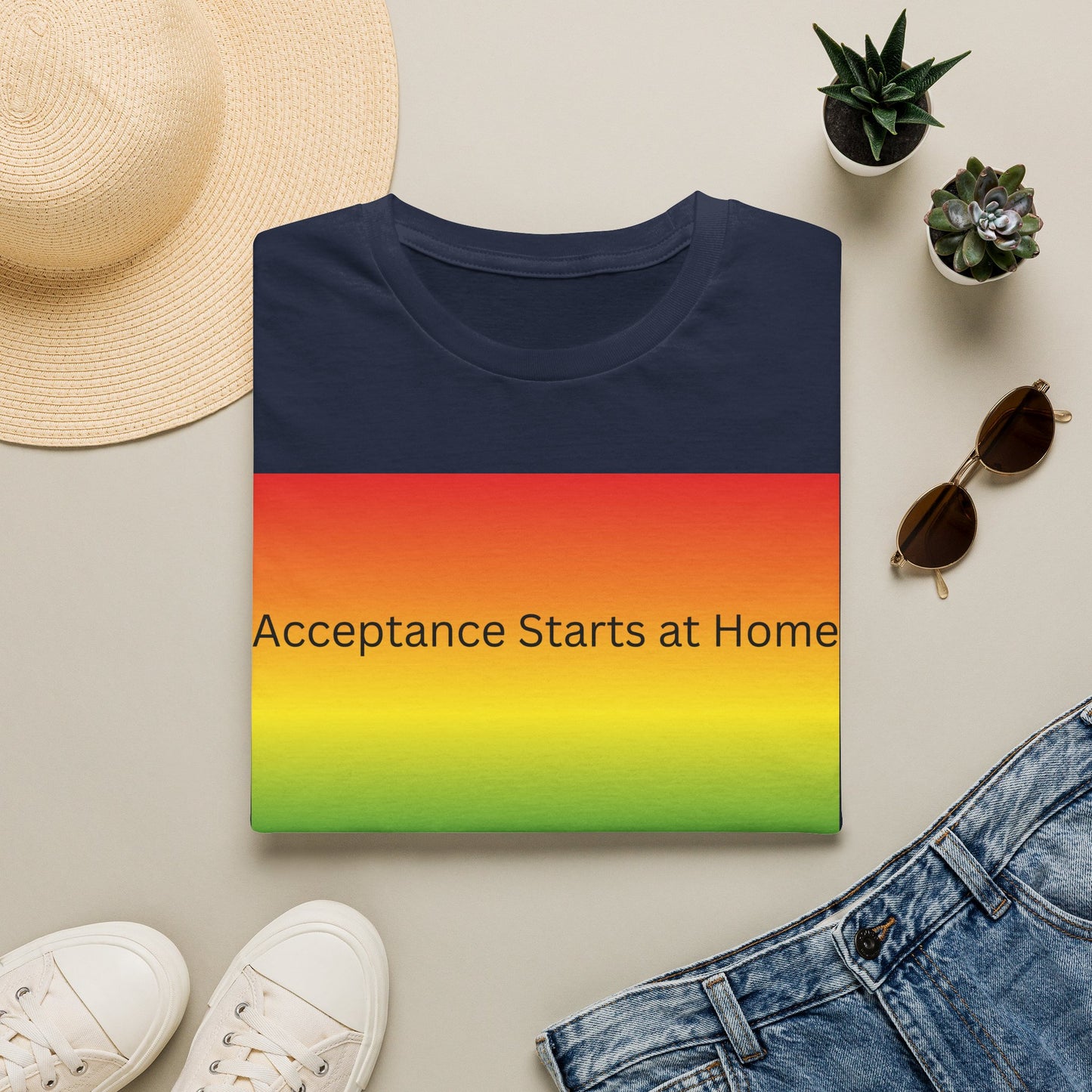 Acceptance Starts at Home T-Shirt | Rainbow Pride Tee