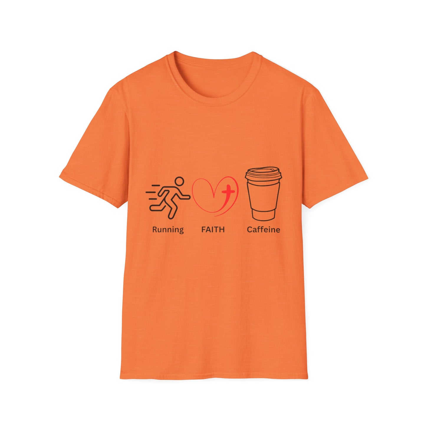 Running Faith Caffeine T-Shirt, Motivational Fitness Tee, Gift for Runners, Christian Apparel, Inspirational Workouts