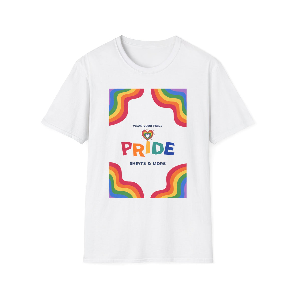 Rainbow Pride heart graphic T-Shirt | Wear Your Pride slogan