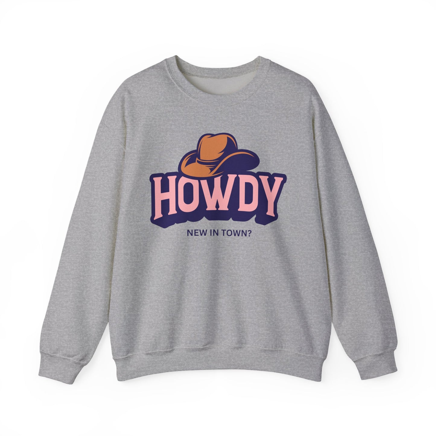 Howdy Cowboy Hat crewneck sweatshirt | Western graphic, New in Town text