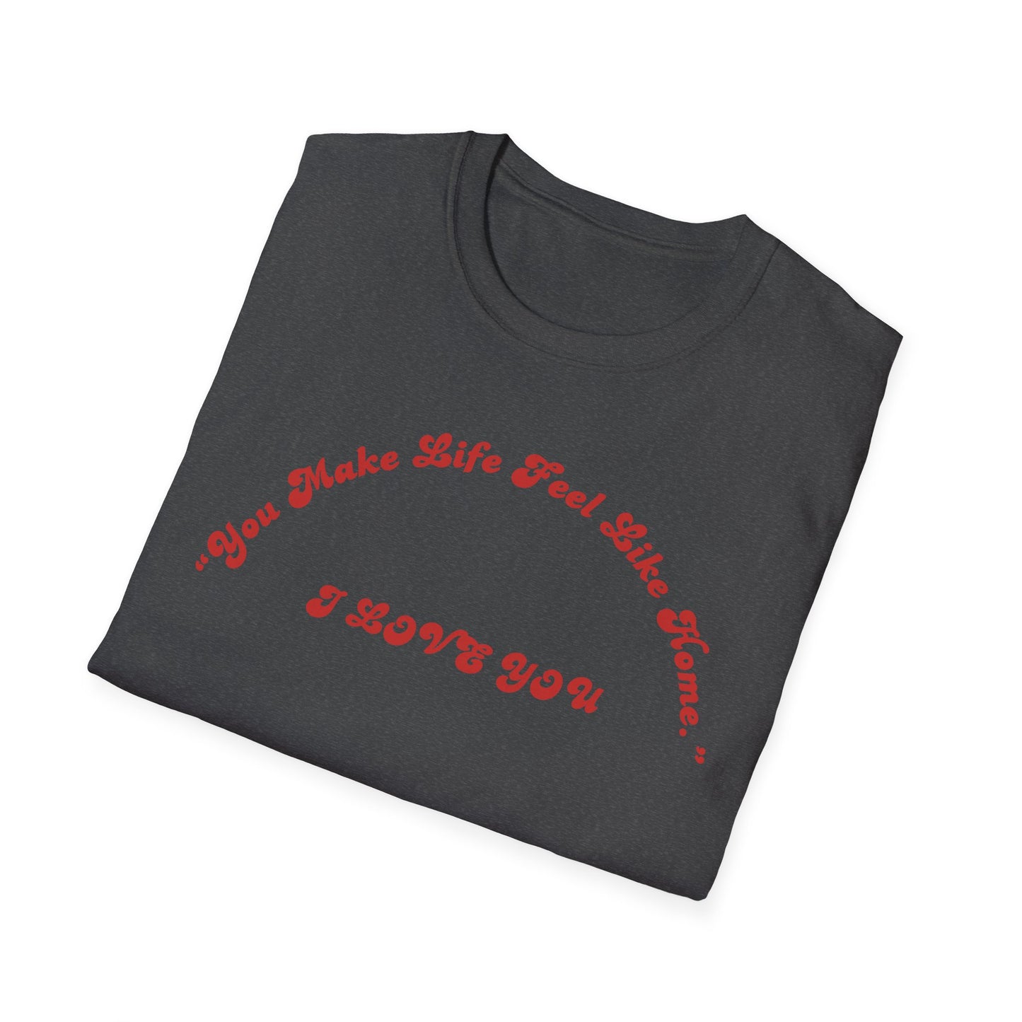 I Love You Graphic Tee — Romantic Red Script Chest Shirt