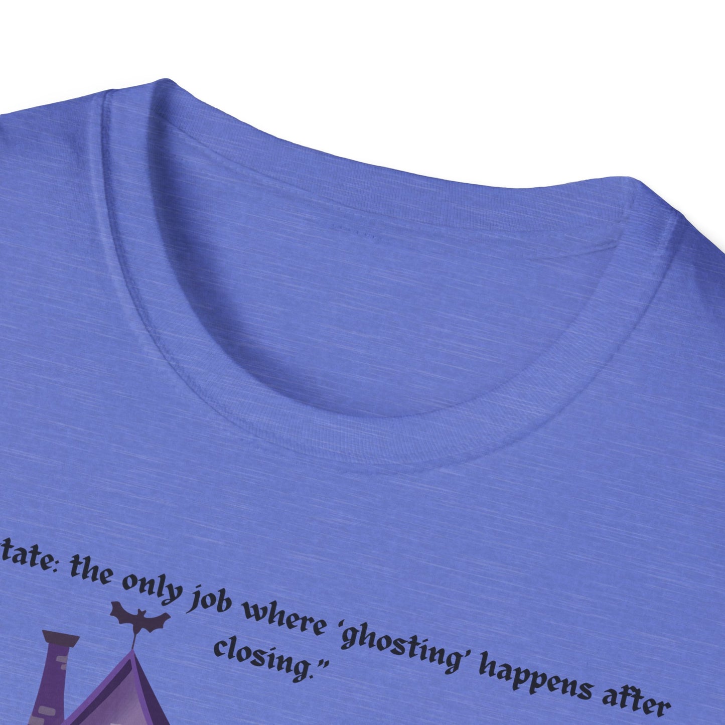 REAL ESTATE Halloween Haunted House T-Shirt, Unisex Softstyle Tee, Spooky Shirt, Fall Festivities, Trick or Treat Apparel
