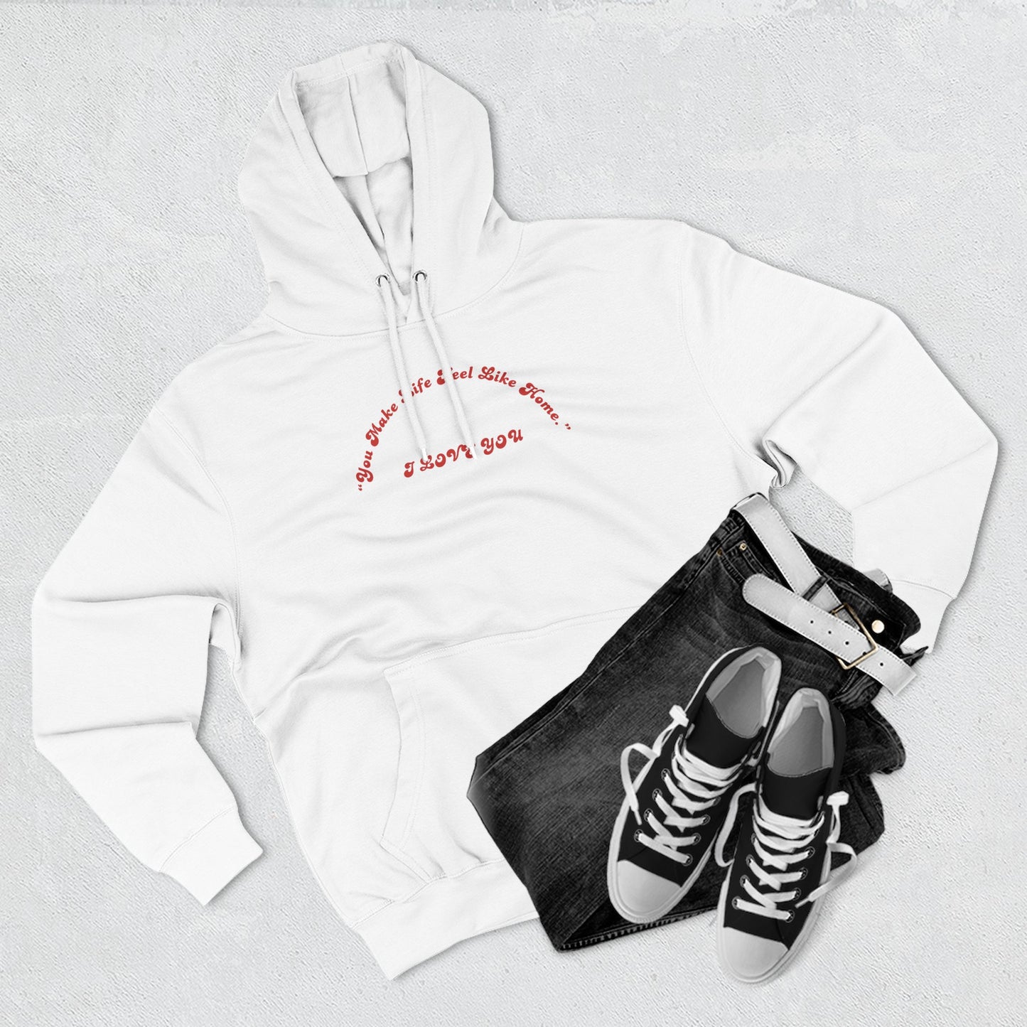 Minimalist White Hoodie with Red Script – 'I Hope You' Comfort Pullover