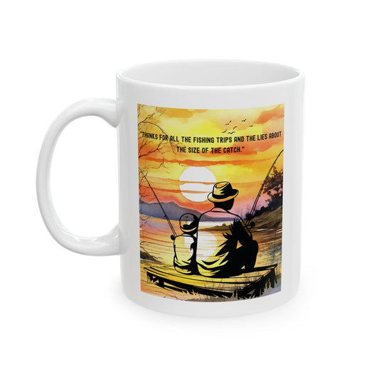 Vibrant Sunset Fishing Ceramic Mug, Perfect for Coffee Lovers, Gift for Fishermen, Unique Kitchen Decor, 11oz and 15oz Sizes