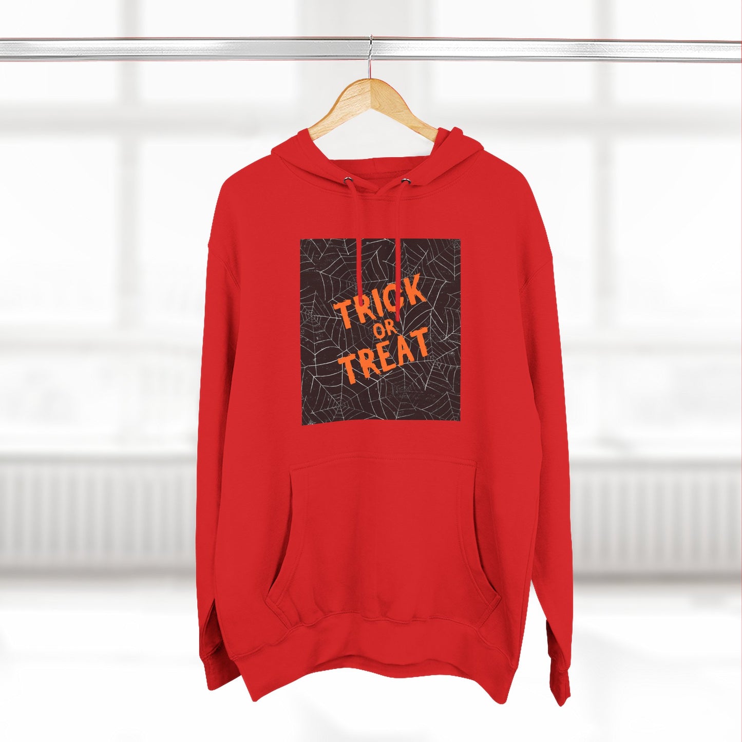 Halloween Trick or Treat Fleece Hoodie, Cozy Fall Apparel, Perfect for Costume Parties, Autumn Chill, Ghostly Gatherings, Comfortable Gift