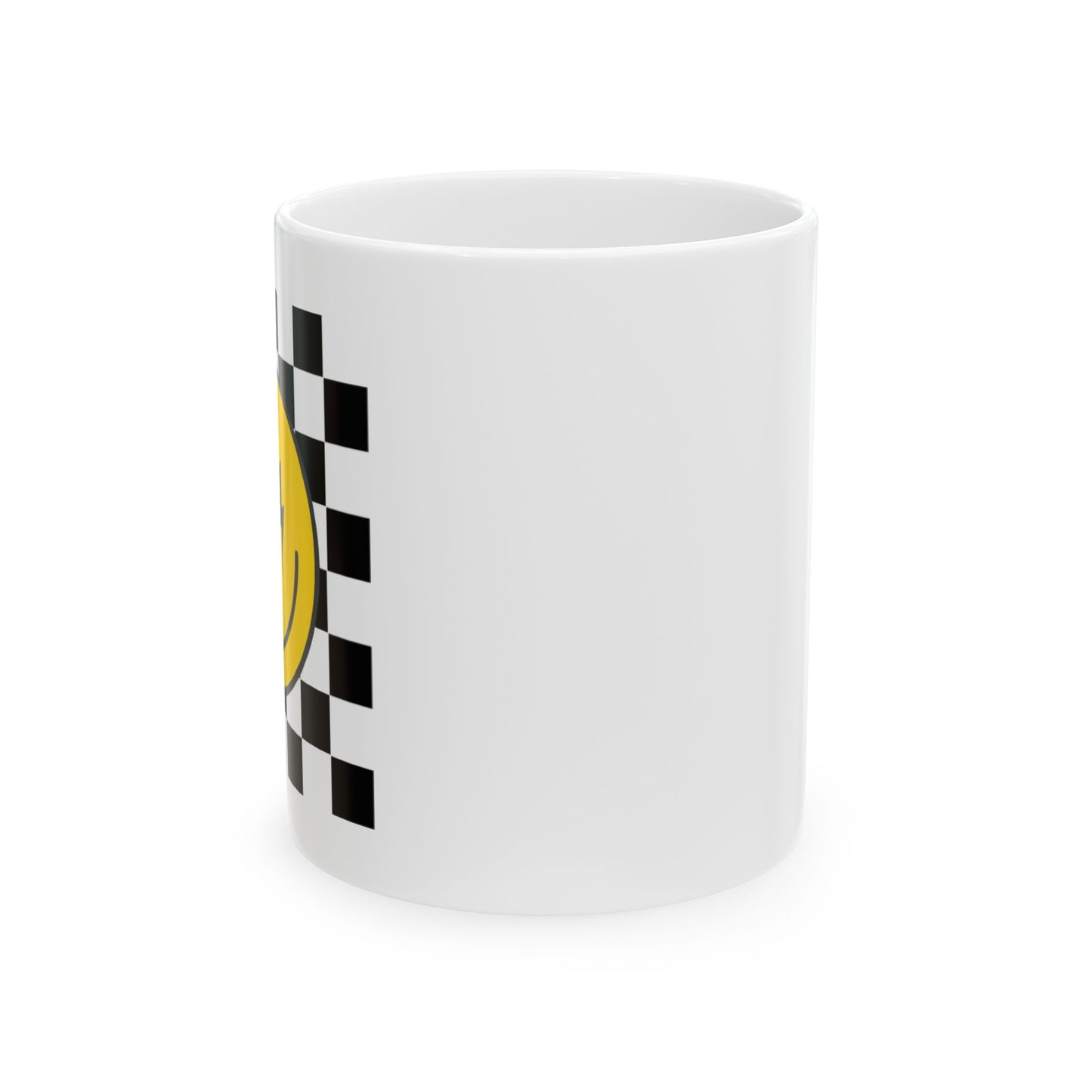 Bright Checkered Smile Ceramic Mug - Perfect for Coffee Lovers, Gifts for Friends, Home Decor, Fun Kitchenware, Happy Vibes