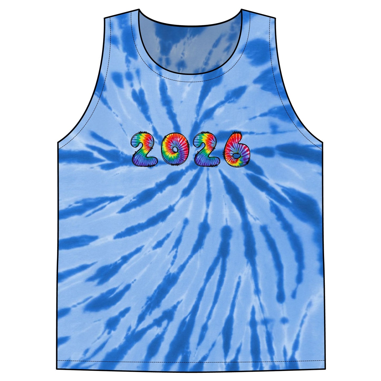 2026 Rainbow Tie-Dye Tank Top | Spiral Swirl Festival Beachwear