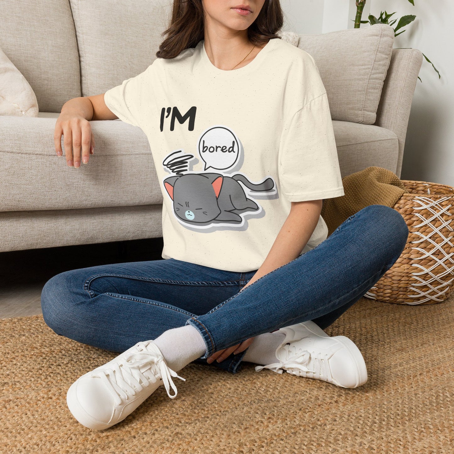 I'm Bored Sleeping Cat T-Shirt | Cute Kawaii Cat Illustration