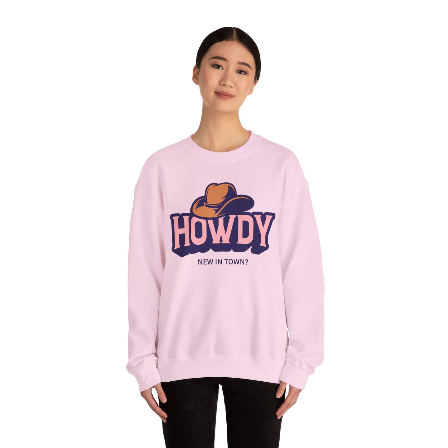 Howdy Cowboy Hat crewneck sweatshirt | Western graphic, New in Town text