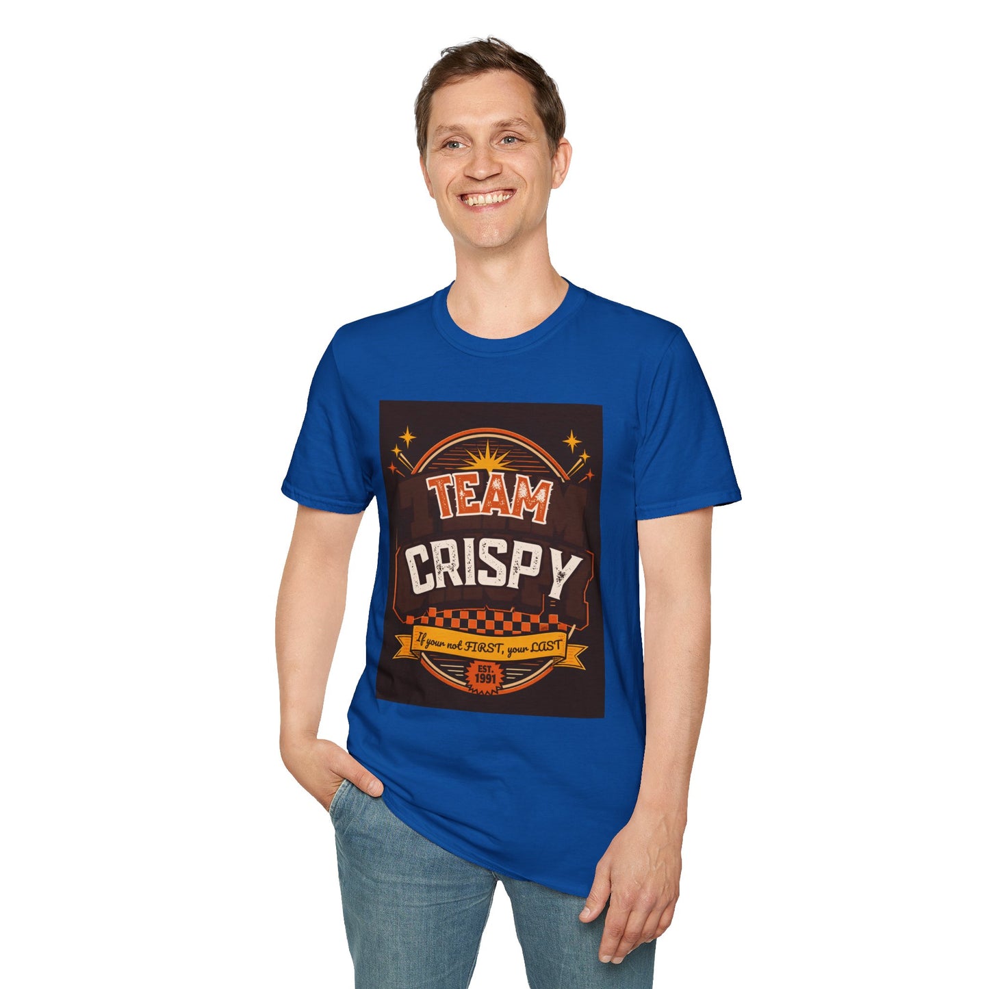 Team Crispy T-Shirt | Retro Badge Snack Lover Tee