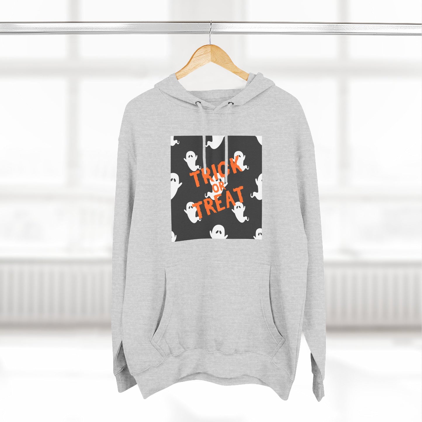 Halloween Ghost Fleece Hoodie, Trick or Treat Hoodie, Cozy Sweatshirt, Spooky Apparel, Fall Fashion, Halloween Costume