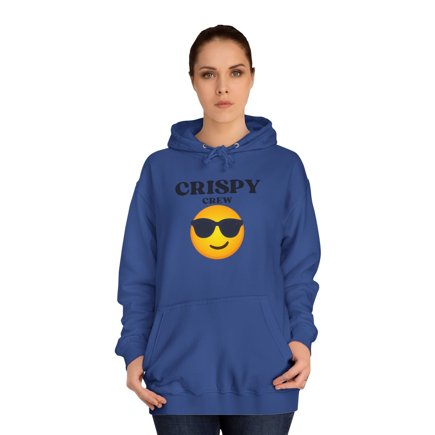 Crispy Crew Unisex College Hoodie, Funny Sweatshirt, Gift for Students, Casual Apparel, College Life Hoodie, Emojis, Comfortable Wear