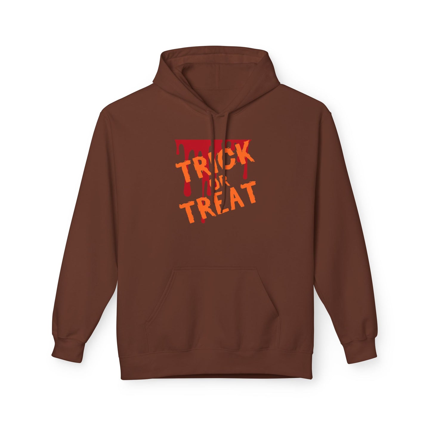 Trick or Treat Fleece Hoodie, Halloween Hoodie, Unisex Pullover, Cozy Fall Layer, Spooky Sweatshirt, Festival Apparel