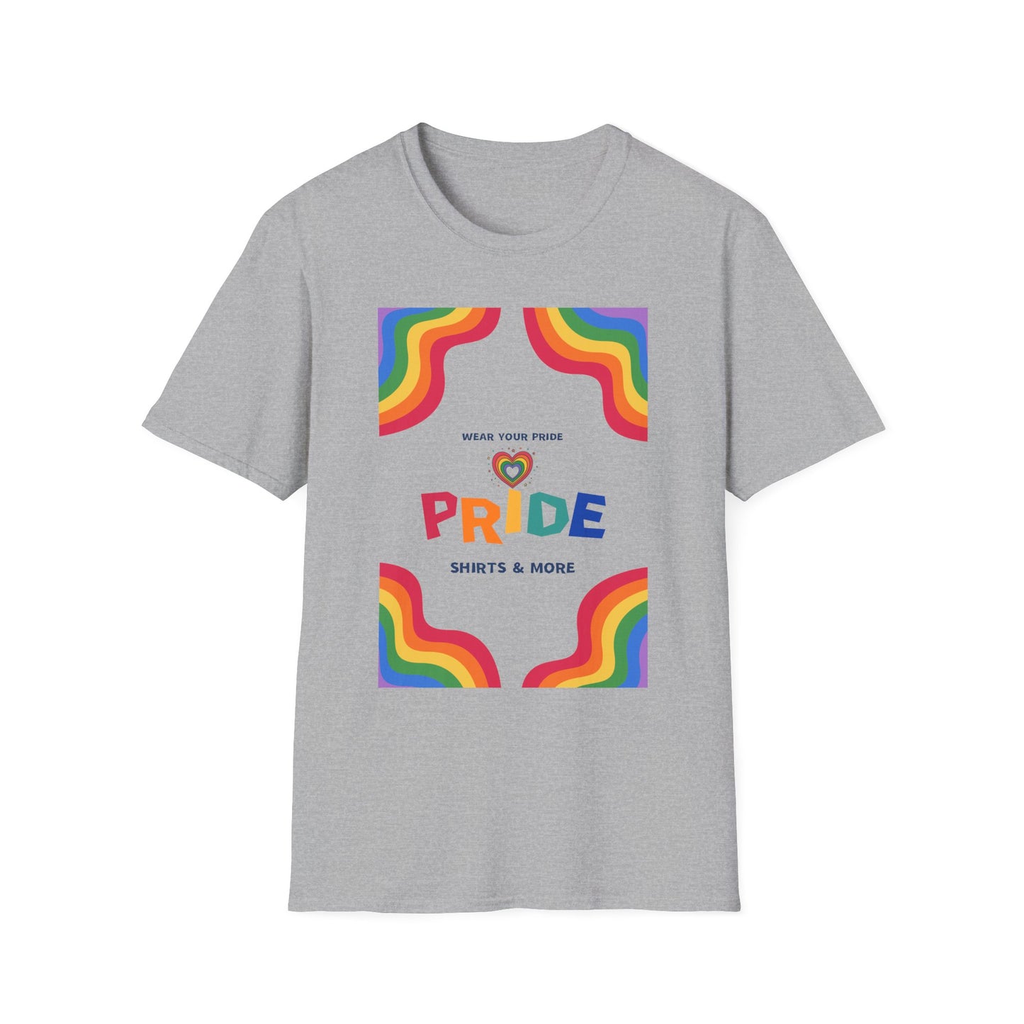 Rainbow Pride heart graphic T-Shirt | Wear Your Pride slogan