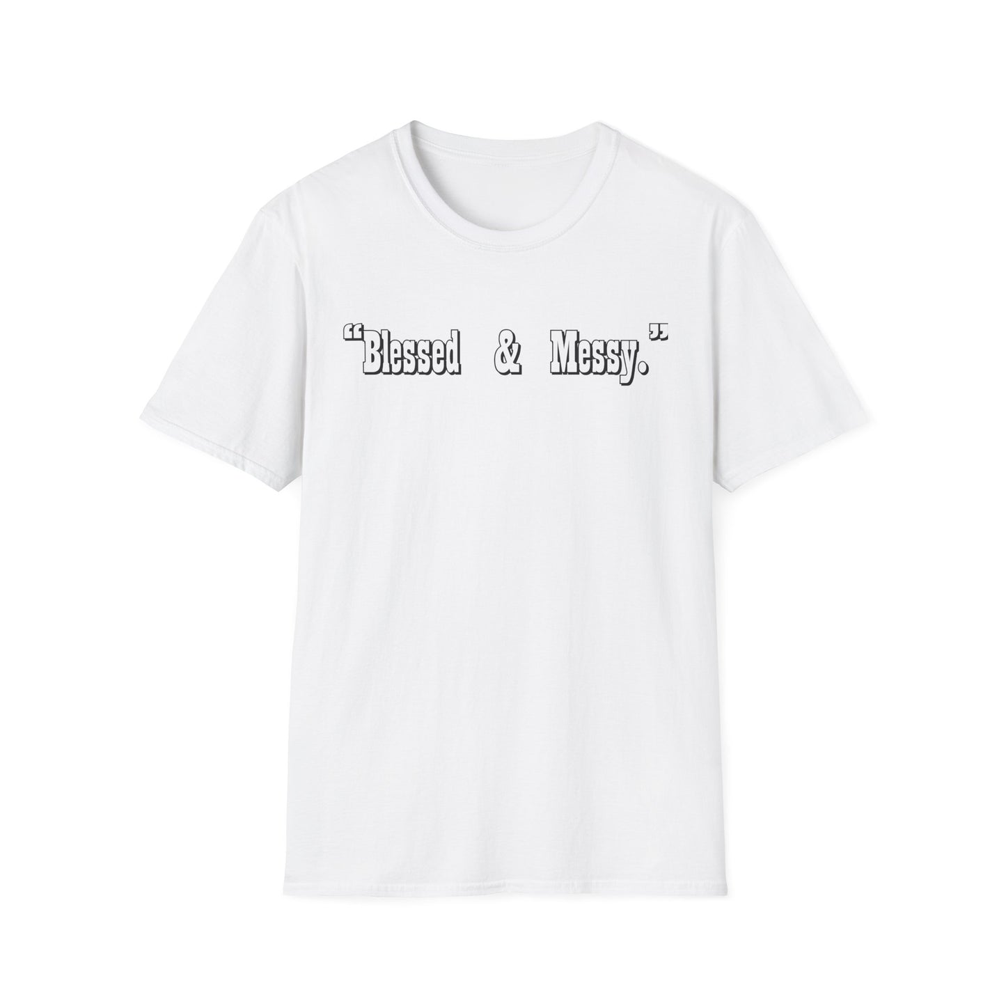 Blessed & Messy T-Shirt | Script Text Minimalist Typography