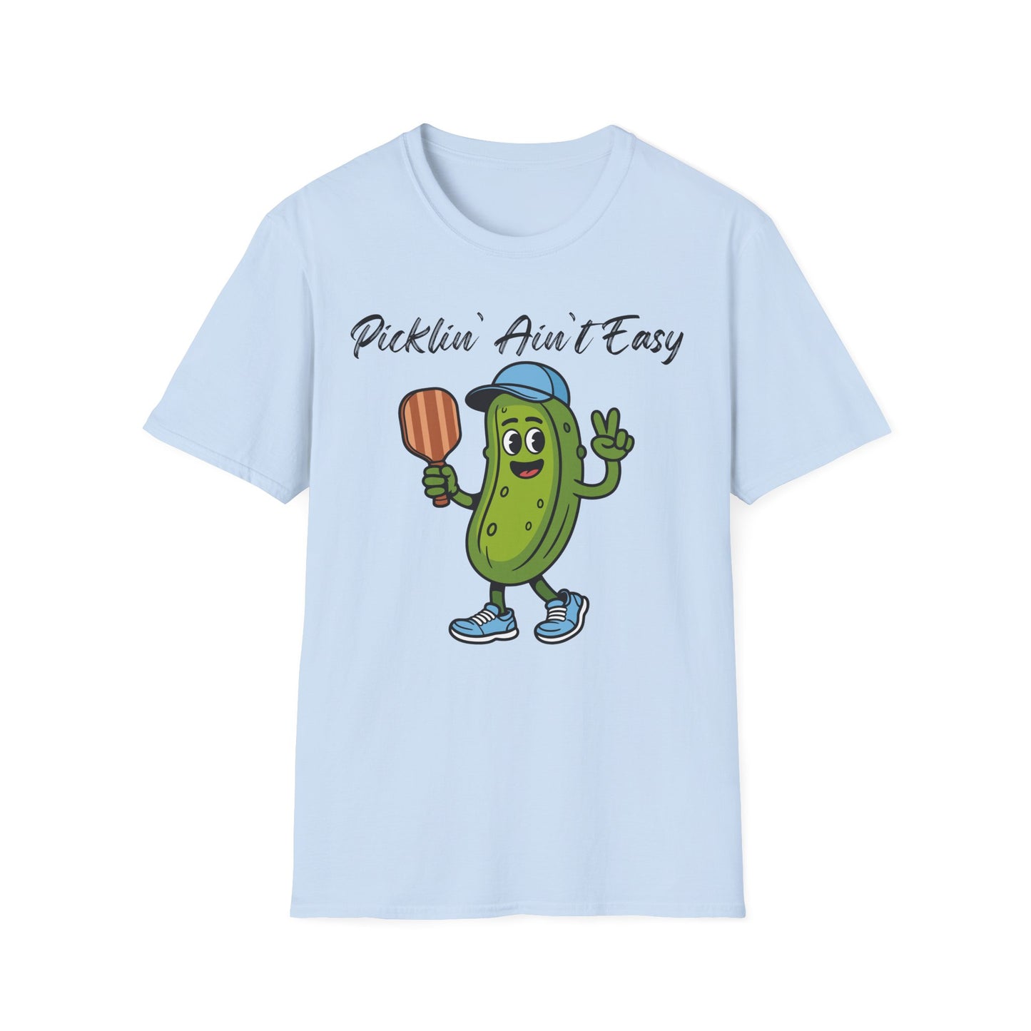 Picklin Ain't Easy Pickle Character T-Shirt | Cartoon Pickle with Paddle