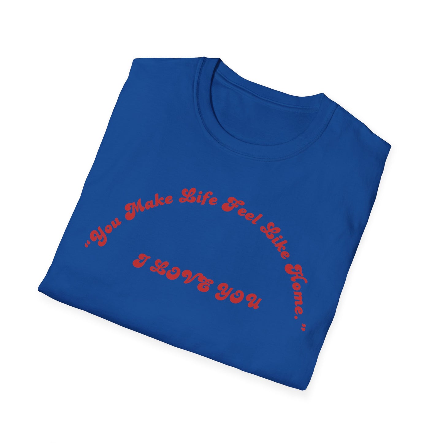 I Love You Graphic Tee — Romantic Red Script Chest Shirt