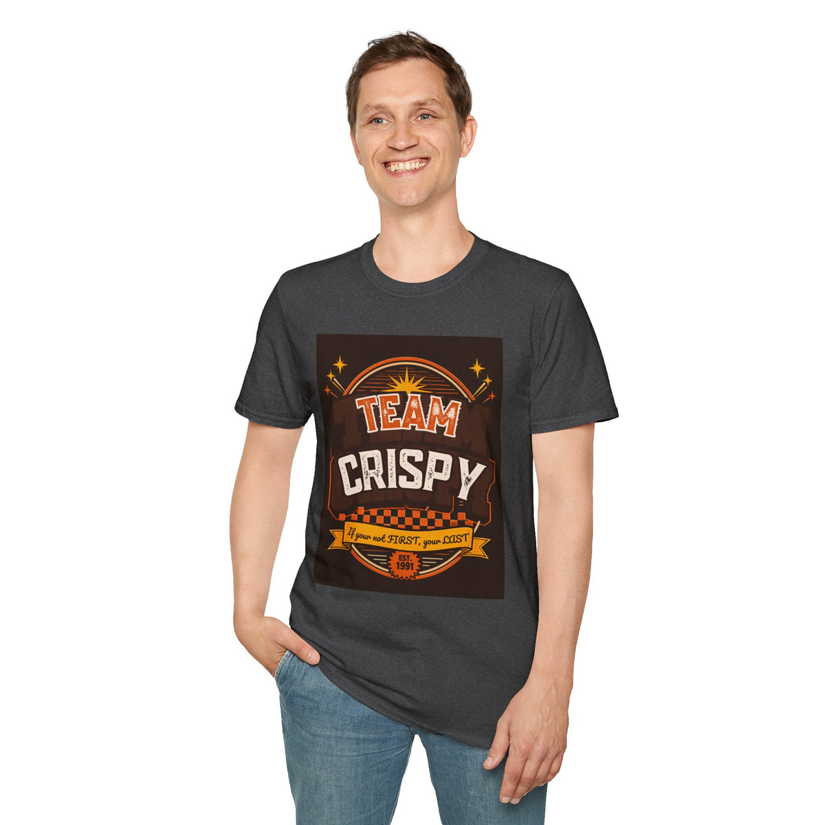 Team Crispy T-Shirt | Retro Badge Snack Lover Tee