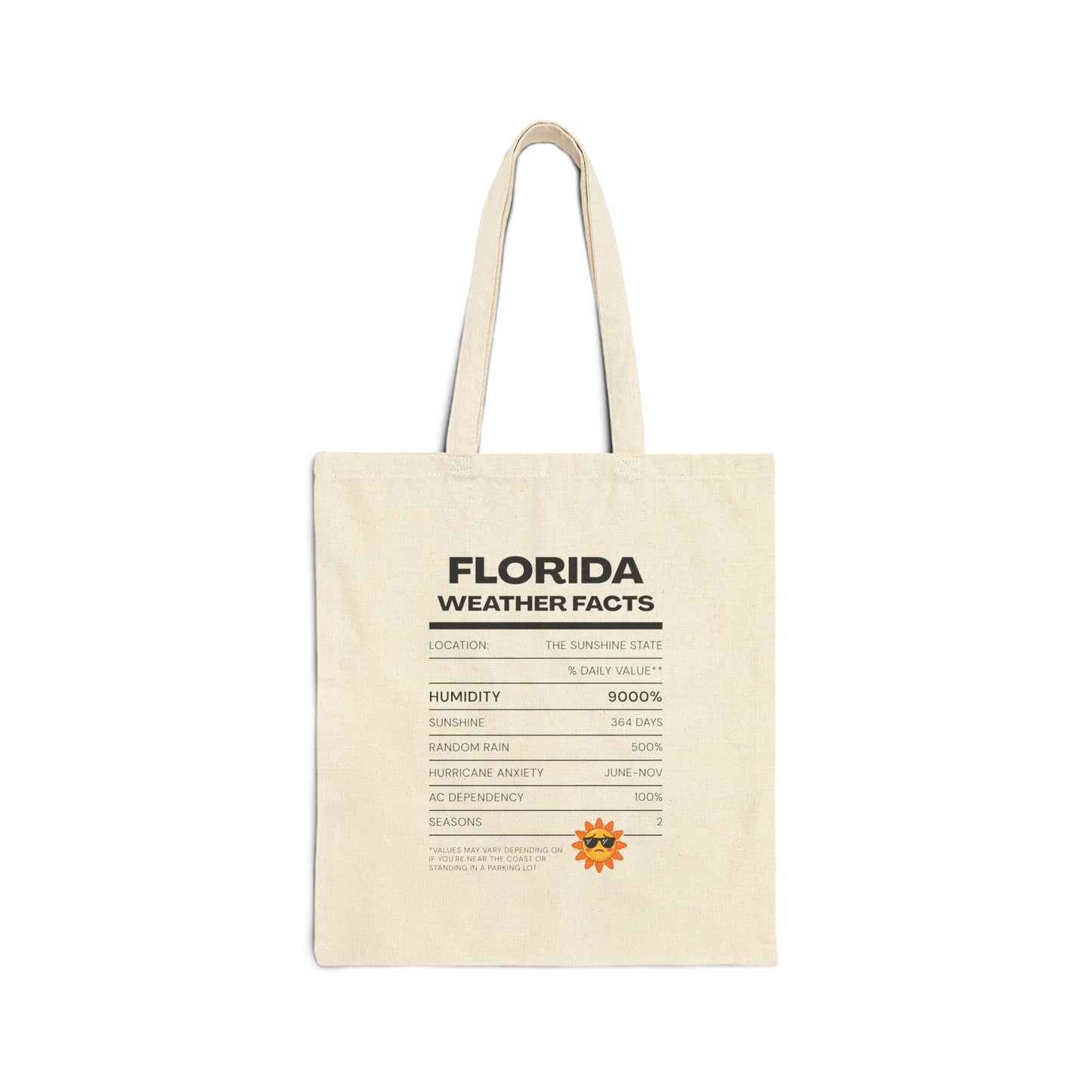 Florida Weather Facts Tote Bag | Sunshine State Graphic Tote