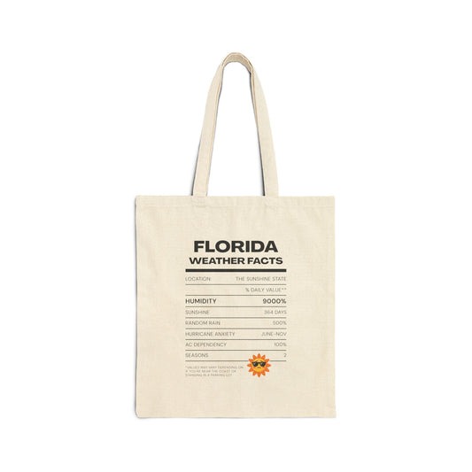 Florida Weather Facts Tote Bag | Sunshine State Graphic Tote