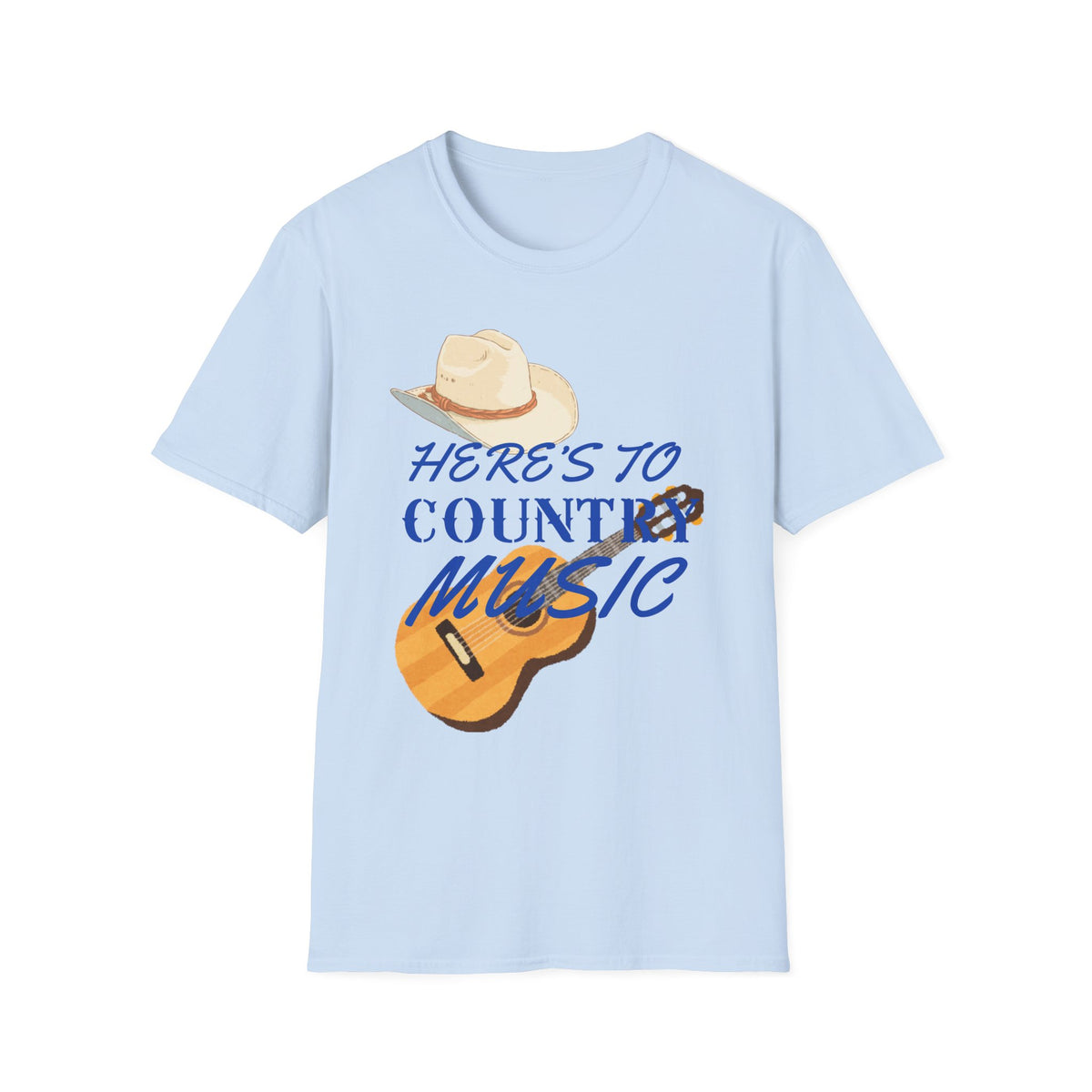 Heres to Country Music TShirt  Cowboy Hat & Guitar Design