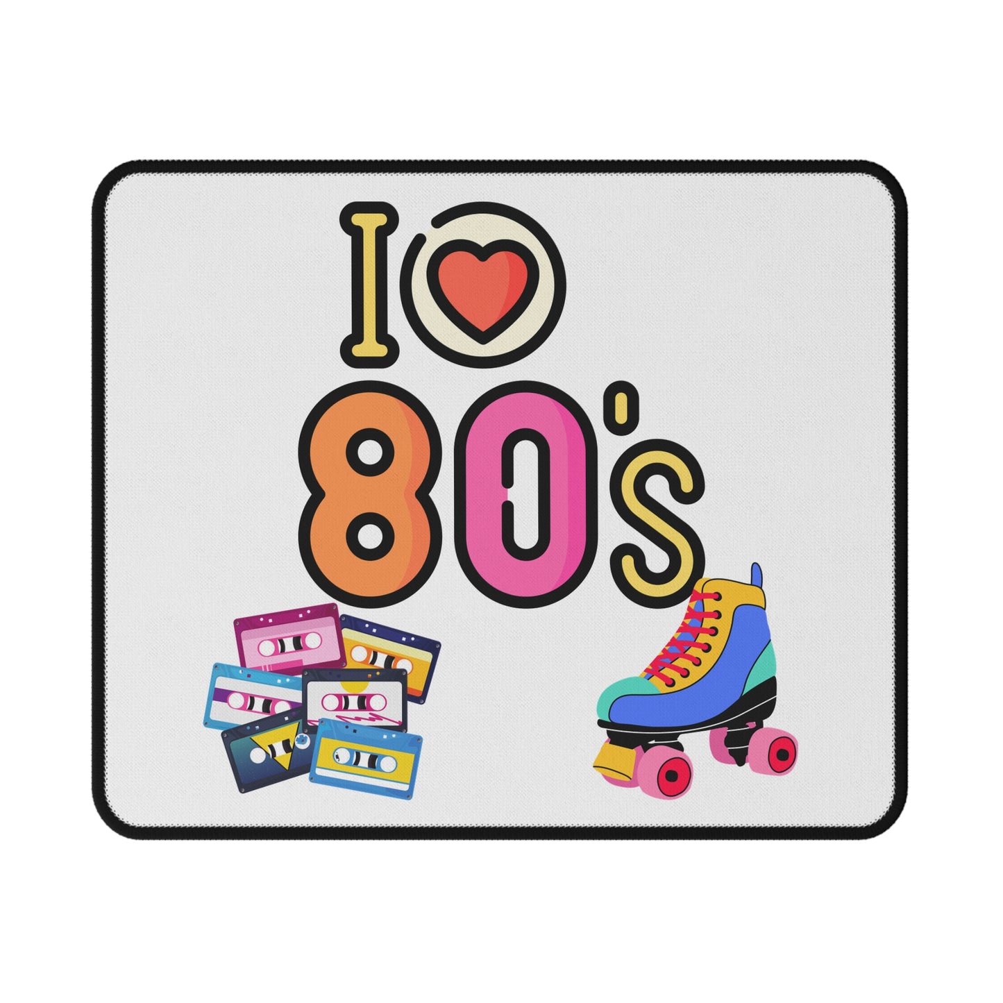 I  80's Roller Skate & Cassettes Mouse Pad | Retro 80s Gaming Mousepad