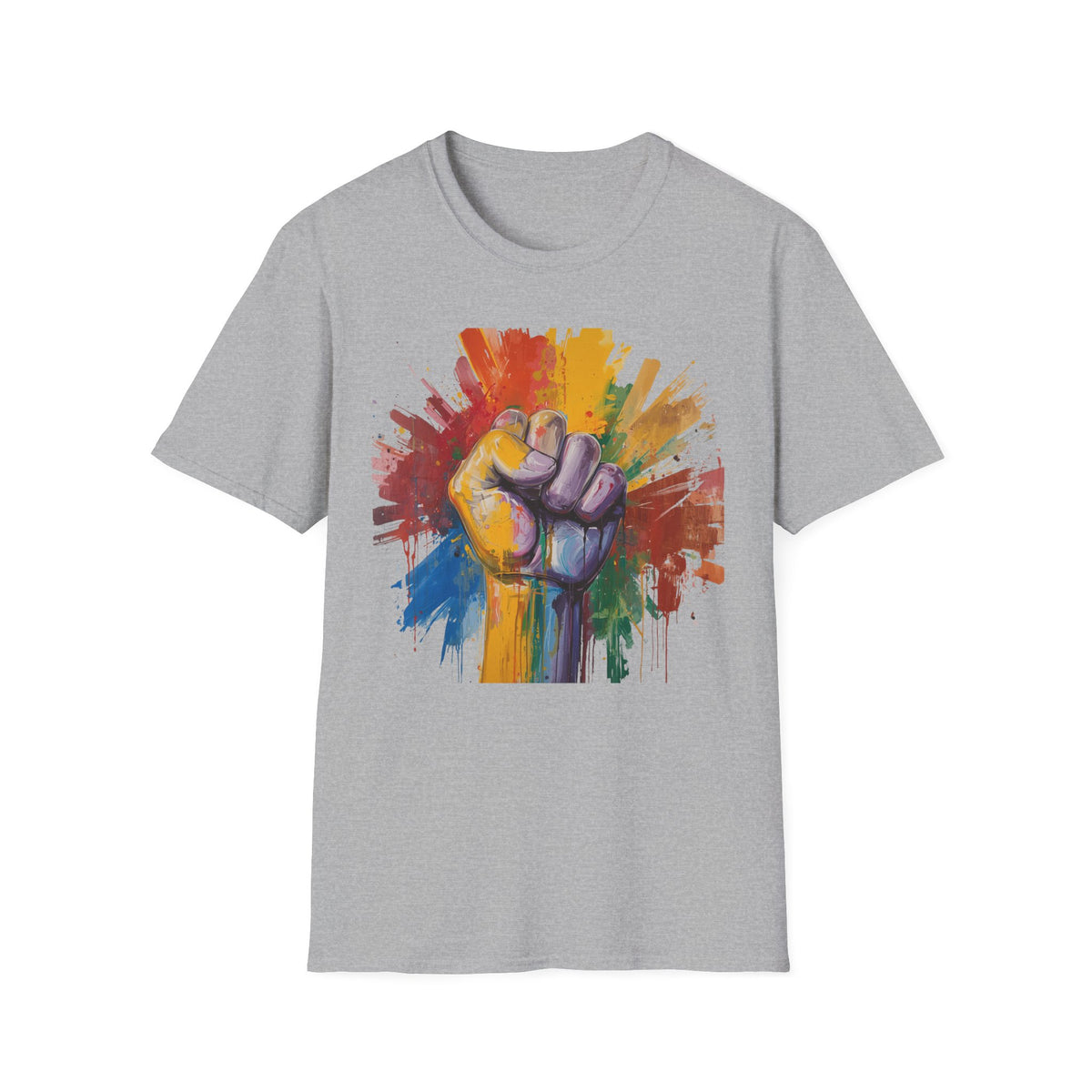 Rainbow Fist Protest Artwork T-Shirt | Pride Solidarity Graphic Tee