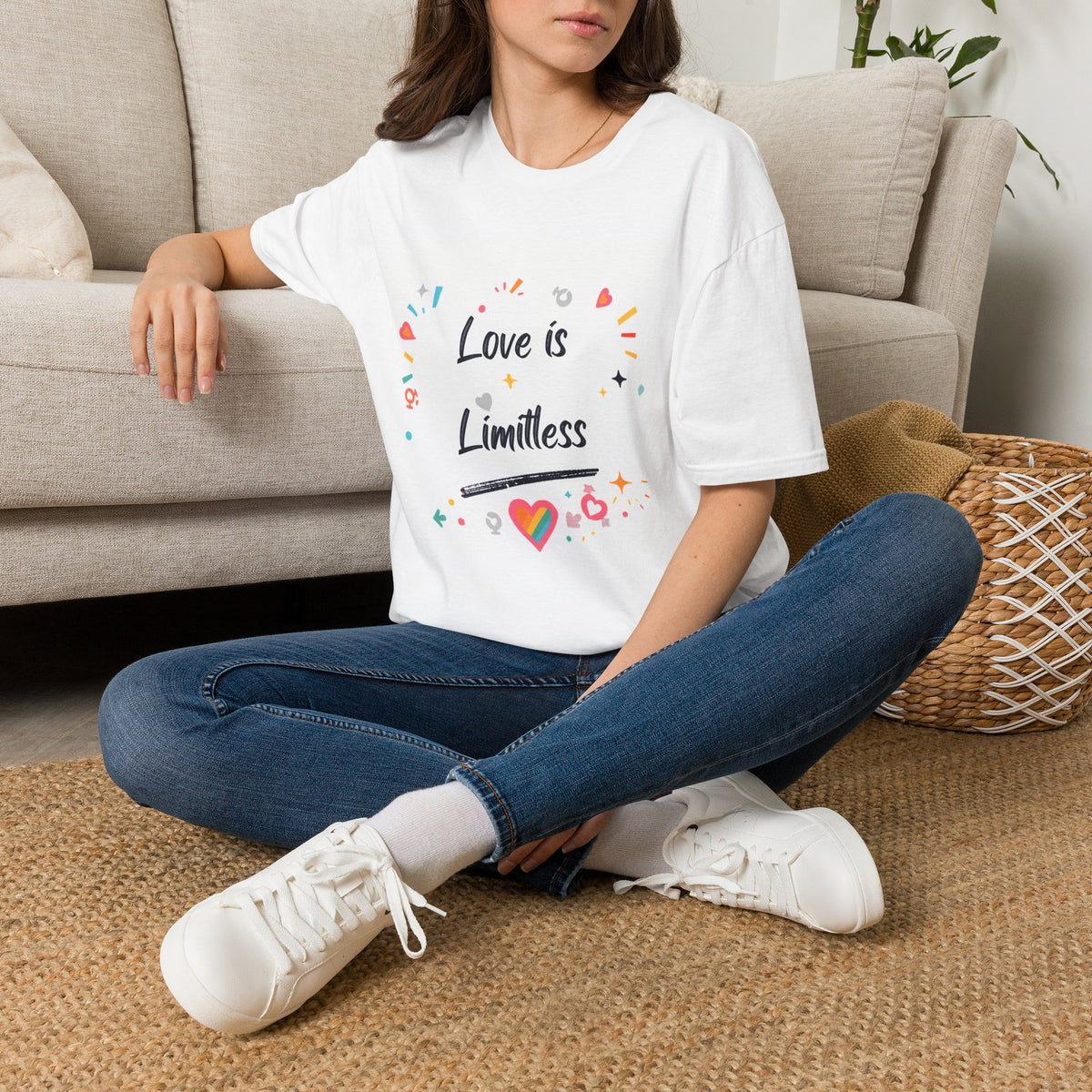 Love Is Limitless T-Shirt | Inspirational Pride Rainbow Heart Design