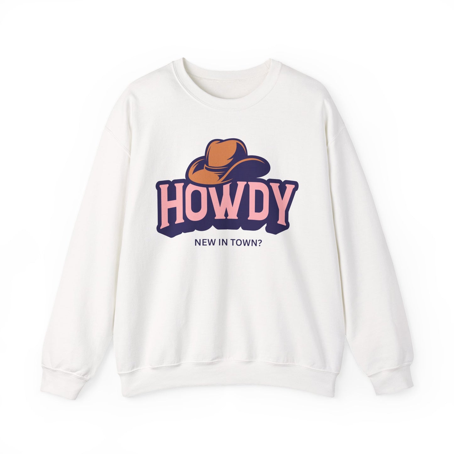 Howdy Cowboy Hat crewneck sweatshirt | Western graphic, New in Town text