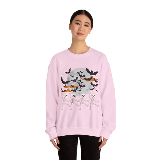 Spooky Skeleton Halloween Sweatshirt, Cozy Crewneck Pullover, Unisex Halloween Apparel, Fall Fashion, Perfect for Pumpkin Patches