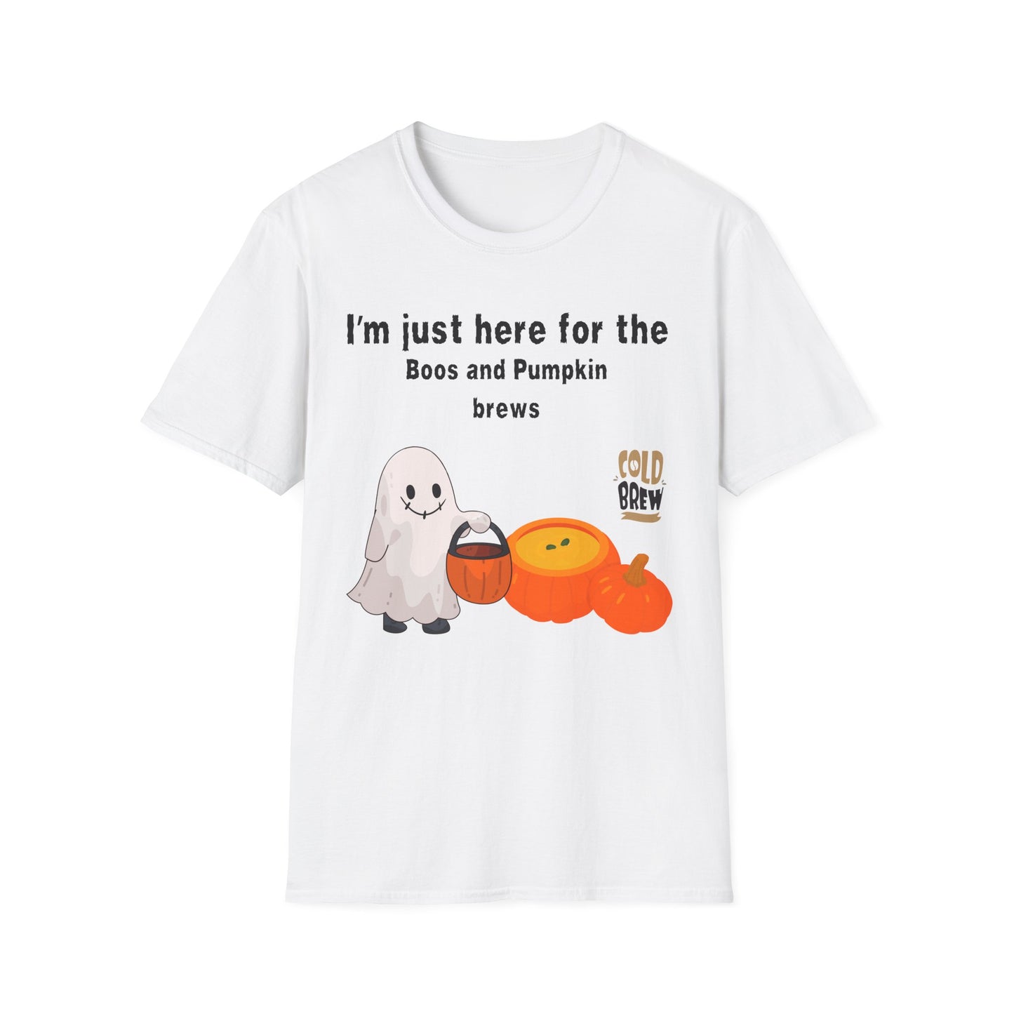 Halloween Ghostly Vibes T-Shirt, Boo's and Pumpkin Brews Tee, Unisex Casual Wear, Autumn Fashion, Spooky Season Clothing