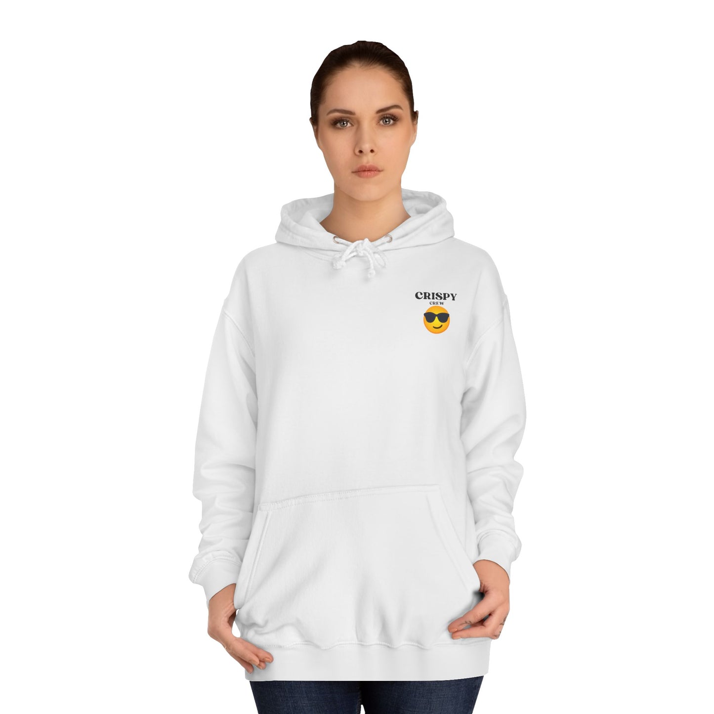 Crispy Emoji Unisex College Hoodie, Cool College Apparel, Casual Wear, Gift for Students, Trendy Fashion Piece, Classy Loungewear