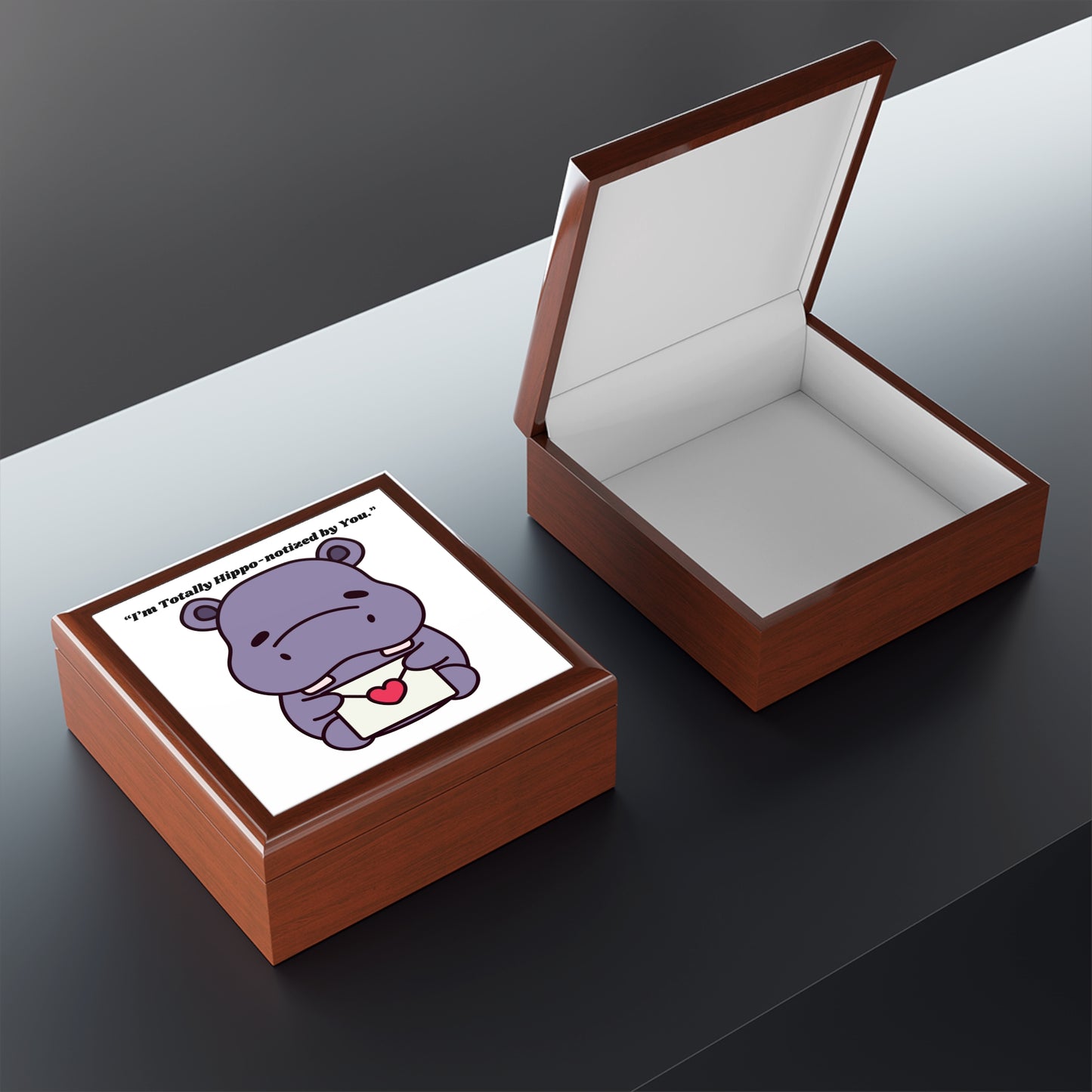 I m Totally Hippo notized by You Jewelry Box | Cute Hippo Illustration