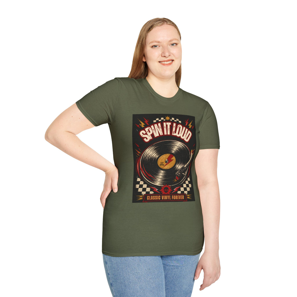 Spin It Loud Vinyl Record T-Shirt | Retro Music Graphic Tee